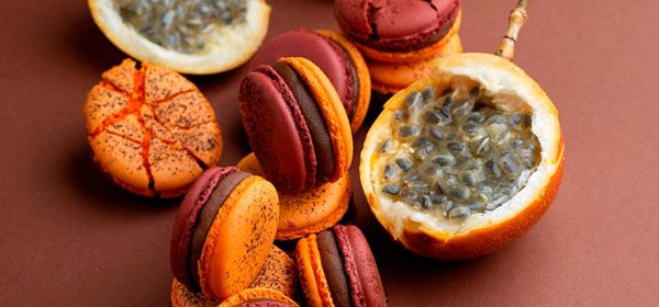 Passion Fruit, Milk Chocolate and Blood Orange Macaron by Oleksandr Trofimenkov