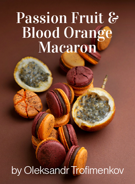 Passion Fruit, Milk Chocolate and Blood Orange Macaron by Oleksandr Trofimenkov